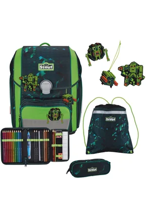 Scout Schulranzen Genius DIN - Schulranzen Set 4 tlg. mit Turnbeutel (Cubes) - Verkäufer: Markenkoffer