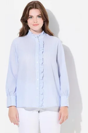 Ulla Popken Trachtenbluse Bubble-Bluse Stehkragen Rüschen-Knopfleiste - Verkäufer: Popken Fashion Group