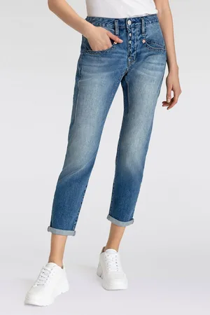 Herrlicher 7/8-Jeans Shyra Cropped Organic Denim mit halb verdeckter Knopfleiste