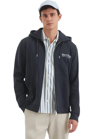 Marc O’ Polo Kapuzensweatjacke mit elastischen Rippeinsätzen seitlich
