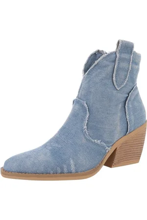 Ital-Design Damen Cowboyboots Western Westernstiefelette (88843801) Blockabsatz Stiefeletten in Hellblau - Verkäufer: