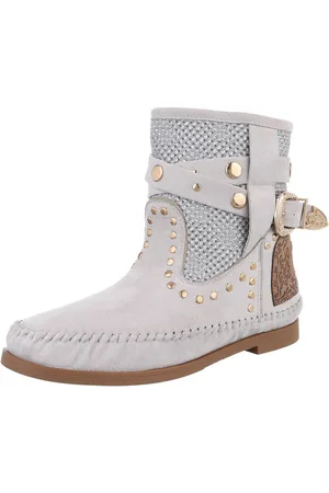 Ital-Design Damen Cowboyboots Boho/Hippie Stiefelette (88843867) Blockabsatz Western- & Bikerboots in Hellgrau - Verkäufer:
