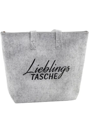 Mf Next Com Shopper Filz Tasche hellgrau mit Reißverschluss Schriftzug Lieblingstasche (1-tlg) - Verkäufer: Megafuchs Versandhandel