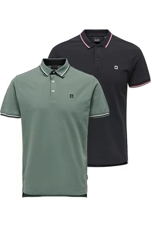 Only & Sons Poloshirt 2er Pack Onsefletcher (Spar-Set, 2-tlg) Poloshirt - Baumwolle - Atmungsaktiv - Hochwertiger Piqué-Stoff - Verkäufer: simply4you