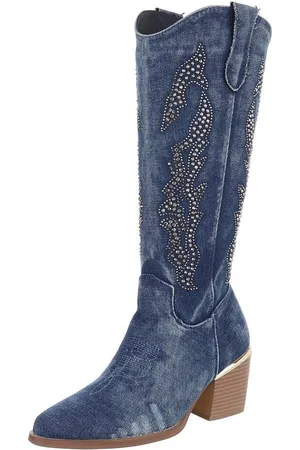 Ital-Design Damen Cowboyboots Western Sommerboots (88843723) Blockabsatz Stiefel in - Verkäufer: