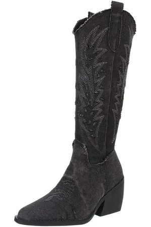 Ital-Design Damen Cowboyboots Western Sommerboots (88843831) Blockabsatz Stiefel in Schwarz - Verkäufer:
