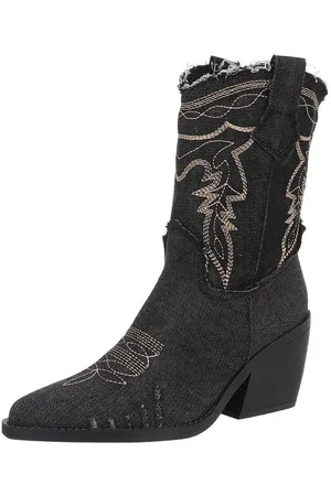 Ital-Design Damen Cowboyboots Freizeit Westernstiefelette (88843763) Blockabsatz Stiefeletten in Schwarz - Verkäufer: