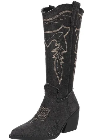 Ital-Design Damen Cowboyboots Western Sommerboots (88843849) Blockabsatz Stiefel in Schwarz - Verkäufer: