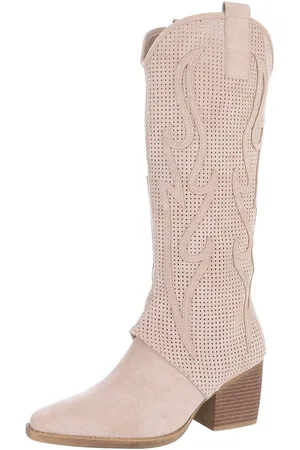 Ital-Design Damen Cowboyboots Western Sommerboots (88843709) Blockabsatz Stiefel in Beige - Verkäufer: