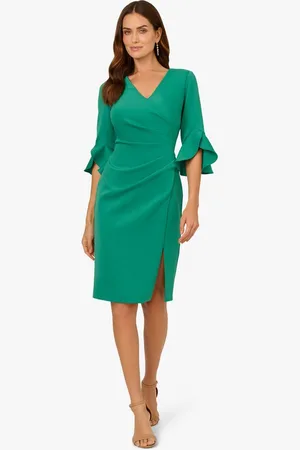 Adrianna Papell Cocktailkleid Scuba Faux Wrap Midi Dress Abendessen, Party, Anlass, Hochzeit - Verkäufer: GoJungo GmbH