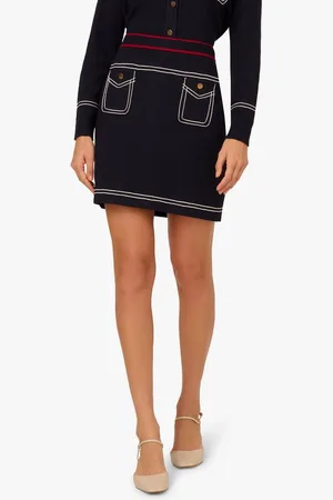 Adrianna Papell Minirock Front Patched Pockets Mini Pull On Sweater Skirt w/Tipping Freizeit, Arbeit, Abendessen, Basic - Verkäufer: GoJungo GmbH