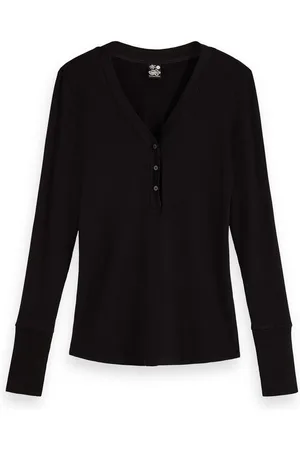 Scotch&Soda Langarmshirt Damen Langarmshirt Deep V-Neck Grandad 157053 - Verkäufer: CORTEXPOWER