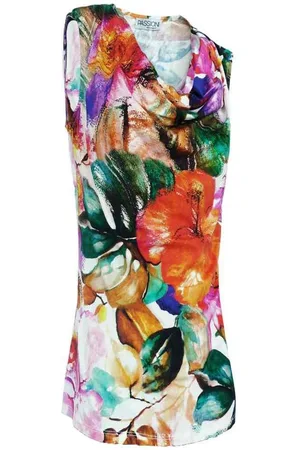 Passioni Schößchen-Top ärmelloses Top mit malerischem Blumenmuster und drapiertem Ausschnitt - Verkäufer: Passion Mode