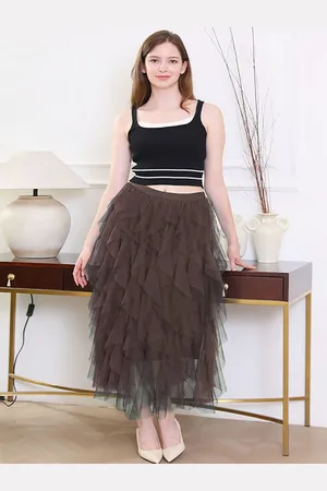 DEBAIJIA Meshrock Damen eleganter langer Rock hoch taillierter rock - Verkäufer: Paciea UG