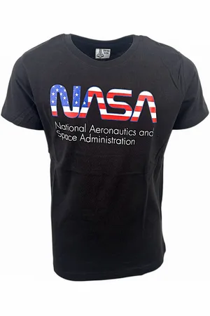 Nasa T-Shirt mit Logo und Flaggen Design Jungen Kurzarmshirt aus Baumwolle Gr. 134- 164 cm - Verkäufer: Starkids Licensed Brands and more
