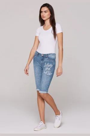Soccx Slim-fit-Jeans Jeans Capri mit Label Print in Mid Blue Prin (1-tlg) Nicht Vorhanden - Verkäufer: CONCEPT Mode