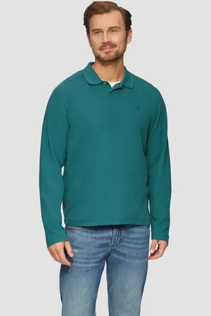 QS by s.Oliver Langarmshirt Poloshirt aus Baumwolle mit Waffelstruktur Stickerei - Verkäufer: