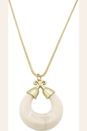 Alessandro Kette mit Anhänger Marble Glow, altgold mit marmoriertem Anhänger