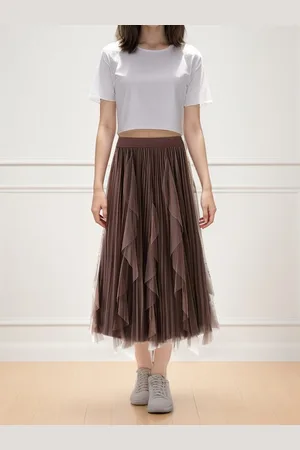 DEBAIJIA Meshrock Damen Röcke Lang Hoch Elastische Taille Elegant Vintage A Linie Mesh - Verkäufer: Paciea UG