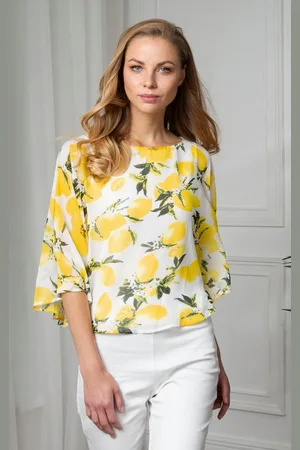 Passioni Chiffontunika 3/4-Arm-Tunika aus Chiffon mit Zitronenprint - Verkäufer: Passion Mode