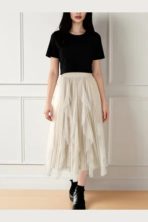 DEBAIJIA Meshrock Damen Röcke Lang Hoch Elastische Taille Elegant Vintage A Linie Mesh - Verkäufer: Paciea UG