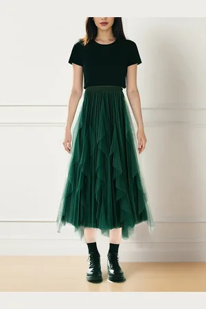 DEBAIJIA Meshrock Damen Röcke Lang Hoch Elastische Taille Elegant Vintage A Linie Mesh - Verkäufer: Paciea UG