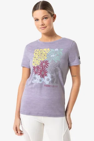 Supernatural T-Shirt für Damen, Merino MAT IS Blumen Motiv, Reise, bunt - Verkäufer: