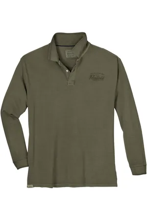 Redfield Poloshirt Übergrößen Langarm-Polo Vintage khaki - Verkäufer: bigtex