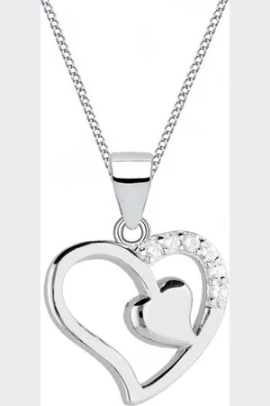 Goldene Hufeisen Silberkette Halskette Damen Silber Herz 925 Sterling Zirkonia Anhänger mit Kette, 925 Sterling Silber Silberschmuck für Mädchen, mit Zirkonia - Verkäufer: