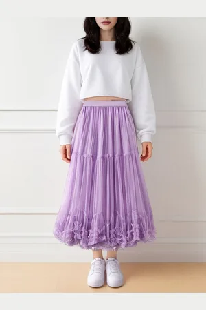 DEBAIJIA Meshrock Damen Röcke Lang Hoch Elastische Taille Elegant Vintage Mesh - Verkäufer: Paciea UG