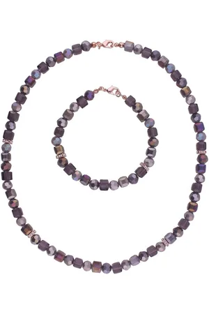 Smart Jewel Schmuckset Schmuck mit Kristallsteinen in und lavendel, Messing