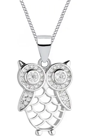 Goldene Hufeisen Silberkette Halskette Kinder Eule Anhänger 925 Silber Mädchen filigran Echtschmuck, 925 Sterling Silber mit Zirkonia, Silberschmuck für Kinder - Verkäufer: