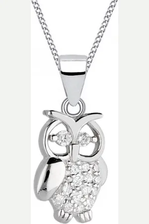 Goldene Hufeisen Silberkette Halskette Kinder Eule Anhänger 925 Silber Mädchen Echtschmuck, 925 Sterling Silber mit Zirkonia, Silberschmuck für Kinder - Verkäufer: