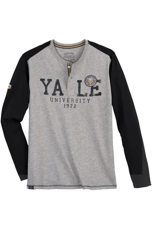 Redfield Langarmshirt XXL Henley Langarmshirt YALE schwarz/grau - Verkäufer: bigtex