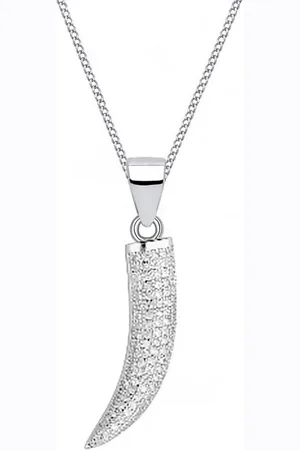 Goldene Hufeisen Silberkette Halskette Silber Drachenzahn Tierzahn 925 Sterling Anhänger mit Kette, 925 Sterling Silber Silberschmuck für Damen und Herren, mit Zirkonia - Verkäufer: