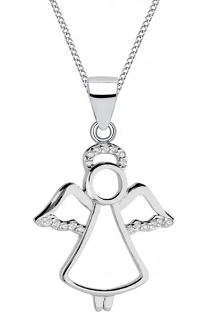 Goldene Hufeisen Kette mit Anhänger Halskette Kinder Engel 925 Silber Anhänger Mädchen Echtschmuck, 925 Sterling Silber mit Zirkonia, Silberschmuck für Kinder - Verkäufer: