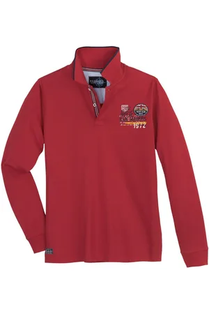 Redfield Langarm-Poloshirt Übergrößen Langarm-Poloshirt Bruststickerei - Verkäufer: bigtex