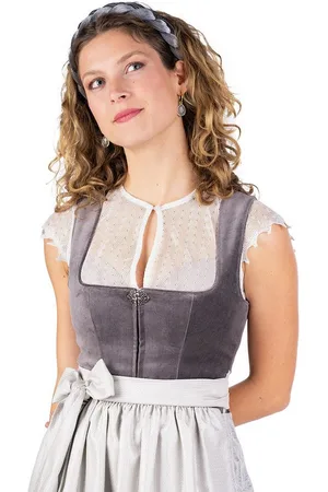MARJO Dirndl Samt Dirndl 2tlg. - MARKTL - asphalt/pastellgrau - Verkäufer: Alpenwahnsinn Tracht & Lifestyle