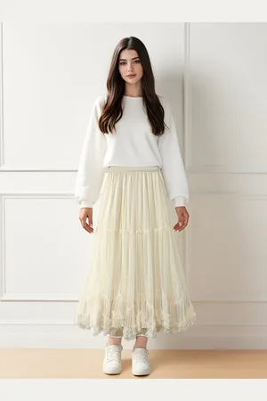 DEBAIJIA Meshrock Damen Röcke Lang Hoch Elastische Taille Elegant Vintage Mesh - Verkäufer: Paciea UG