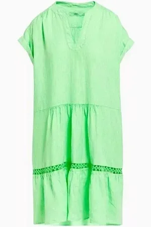 0039 Italy Sommerkleid Damen Kleid, Damen Jakarta Fancy Leinen Kleid in unifarbe - Verkäufer: evoox