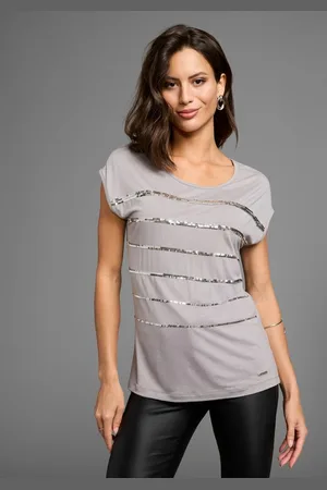 Laura Scott T-Shirt ärmellos, hüftlang, mit glitzernden Pailletten
