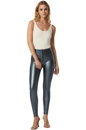 Freddy 7/8-Hose WRUP4HF471, 7/8-Länge mit hohem Taillenbund aus Metallic-Kunstleder Lifting Effekt, Shaping Effekt, Smoothing Effekt, WR.UP® Kunstleder - Verkäufer: Gio Milano