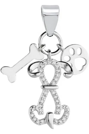 Goldene Hufeisen Kettenanhänger Silber Hund Pfote mit Zirkonia Anhänger 925 Sterling Echtschmuck, 925 Sterling Silber mit Zirkonia, Echtschmuck für Damen - Verkäufer: