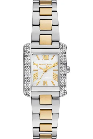 Michael Kors Quarzuhr PETITE EMERY MK4882, Armbanduhr, Damenuhr, Edelstahlarmband, Perlmutt, Glassteine