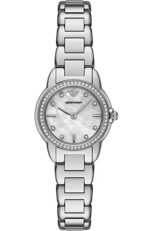 Emporio Armani Quarzuhr AR11669, Armbanduhr, Damenuhr, Edelstahlarmband, analog, Glassteine