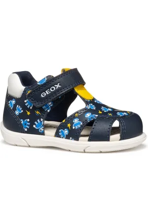 Geox B SANDAL ZAPITO BOY Lauflernschuh, Babyschuh, Sandale, Klettschuh mit süßem Roboter Motiven