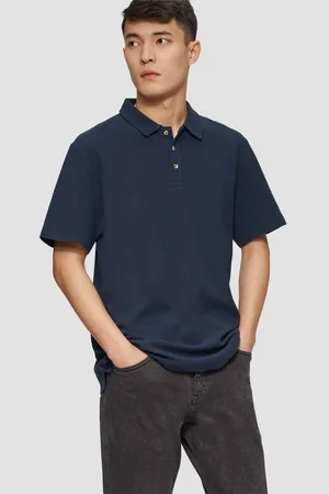 QS by s.Oliver Kurzarmshirt Poloshirt mit Waffelstruktur und Logo-Patch Logo - Verkäufer: