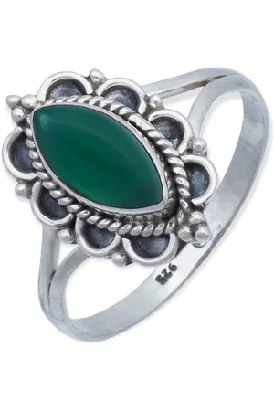 mantraroma Silberring MALUHIA aus 925 Silber mit grünen Onyx (Ring mit Schmuckbeutel), Damenring aus 925er Silber - Verkäufer:
