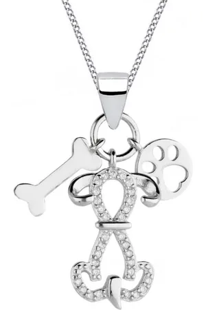 Goldene Hufeisen Kette mit Anhänger Halskette Silber Hund Pfote 925 Sterling Anhänger Kette Echtschmuck, 925 Sterling Silber mit Zirkonia, Silberschmuck für Damen - Verkäufer: