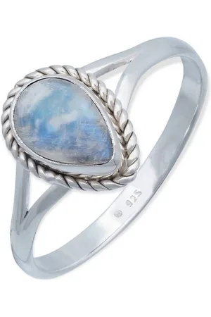 mantraroma Silberring NILA Tropfen aus 925 Silber mit Regenbogen Mondstein (Ring mit Schmuckbeutel), Damenring aus 925er Silber - Verkäufer:
